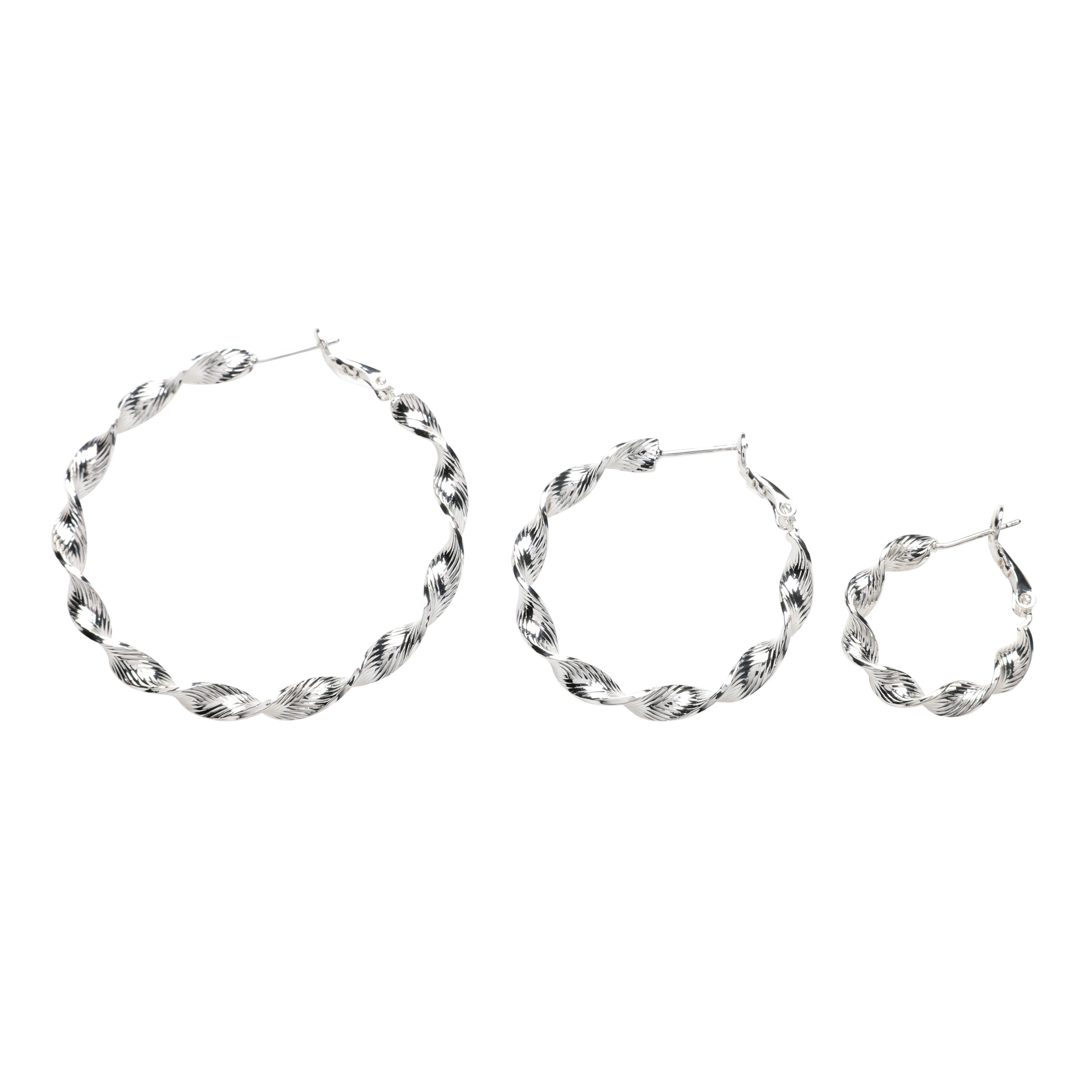 Twisted hoops - 35 mm, 925S Sterling sølvbelagt, 1 par