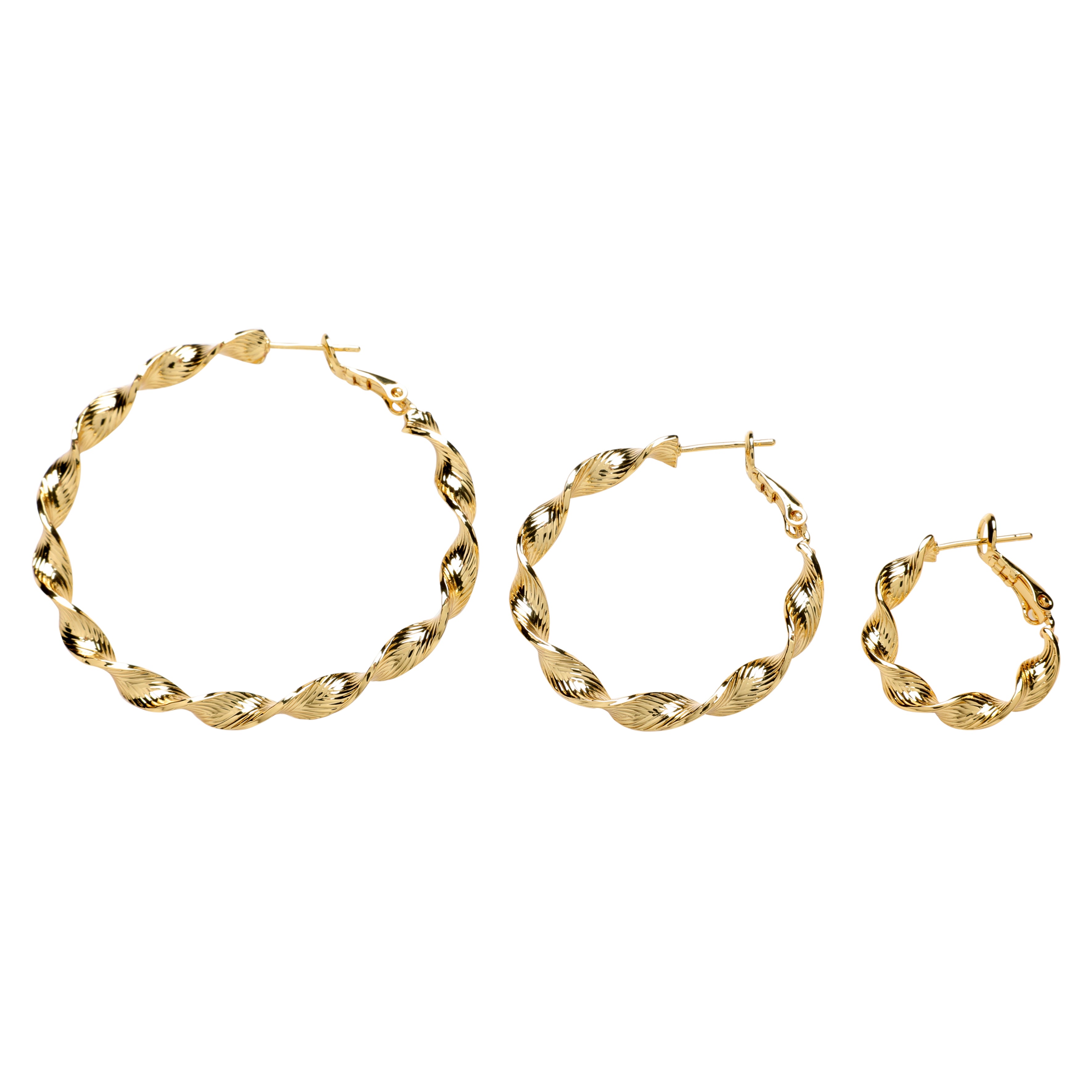 Twisted hoops - 50 mm, 18K forgyldt, 1 par