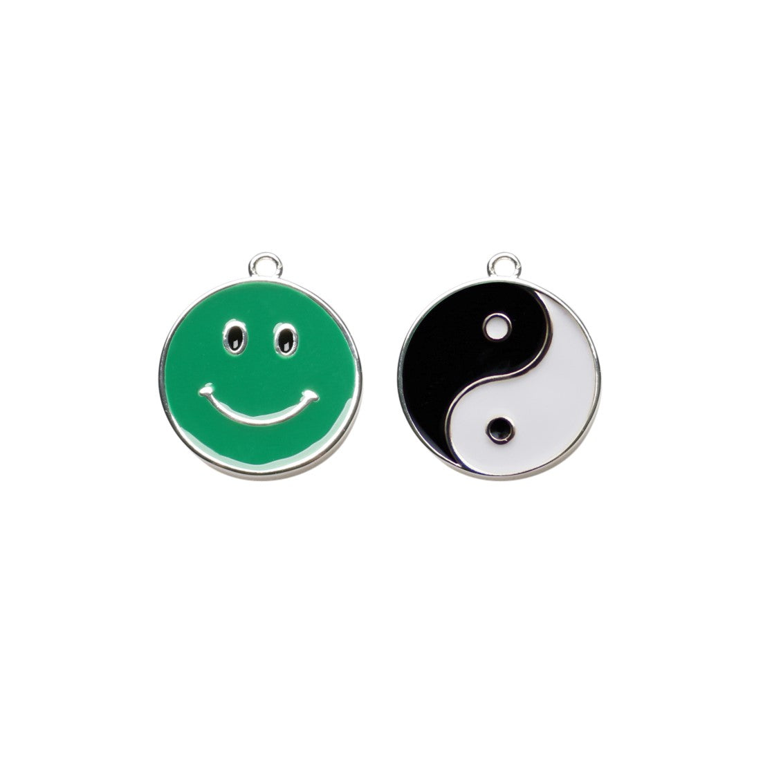 Vedhæng, Yin-yang, smiley (2-sidet), 12 mm